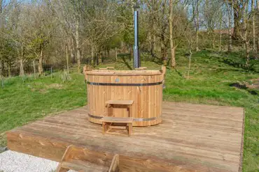 The wood-fired hot tub