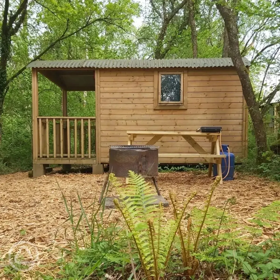 Glamping cabin exterior