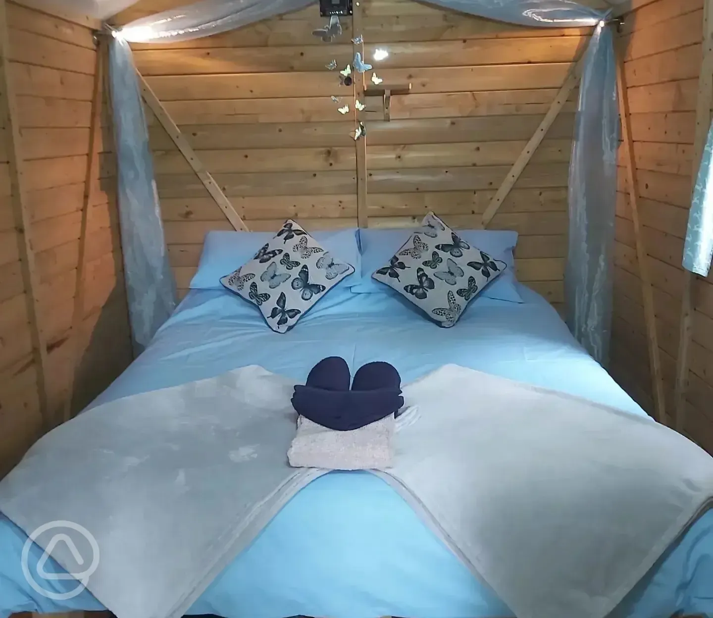 Glamping cabin interior