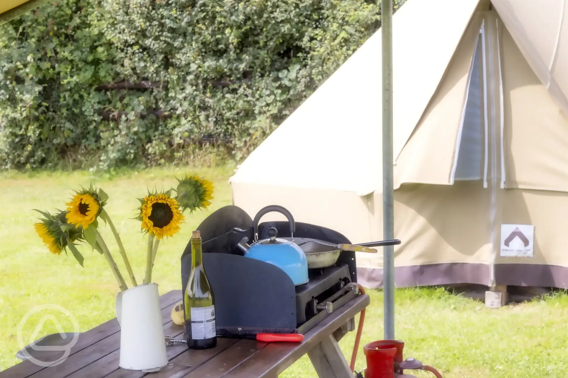 Bell tent undercover dining area