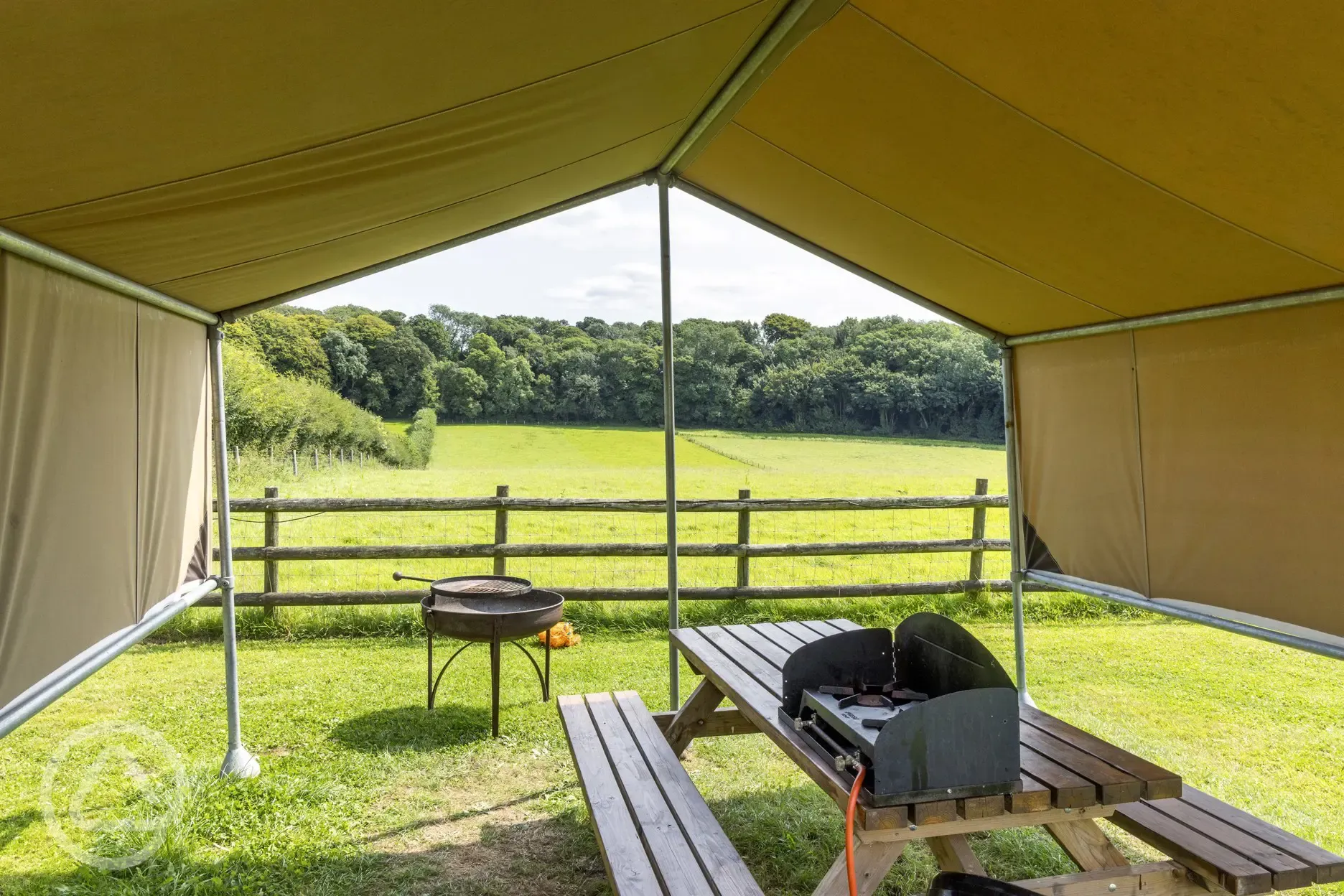 Bell tent undercover dining area