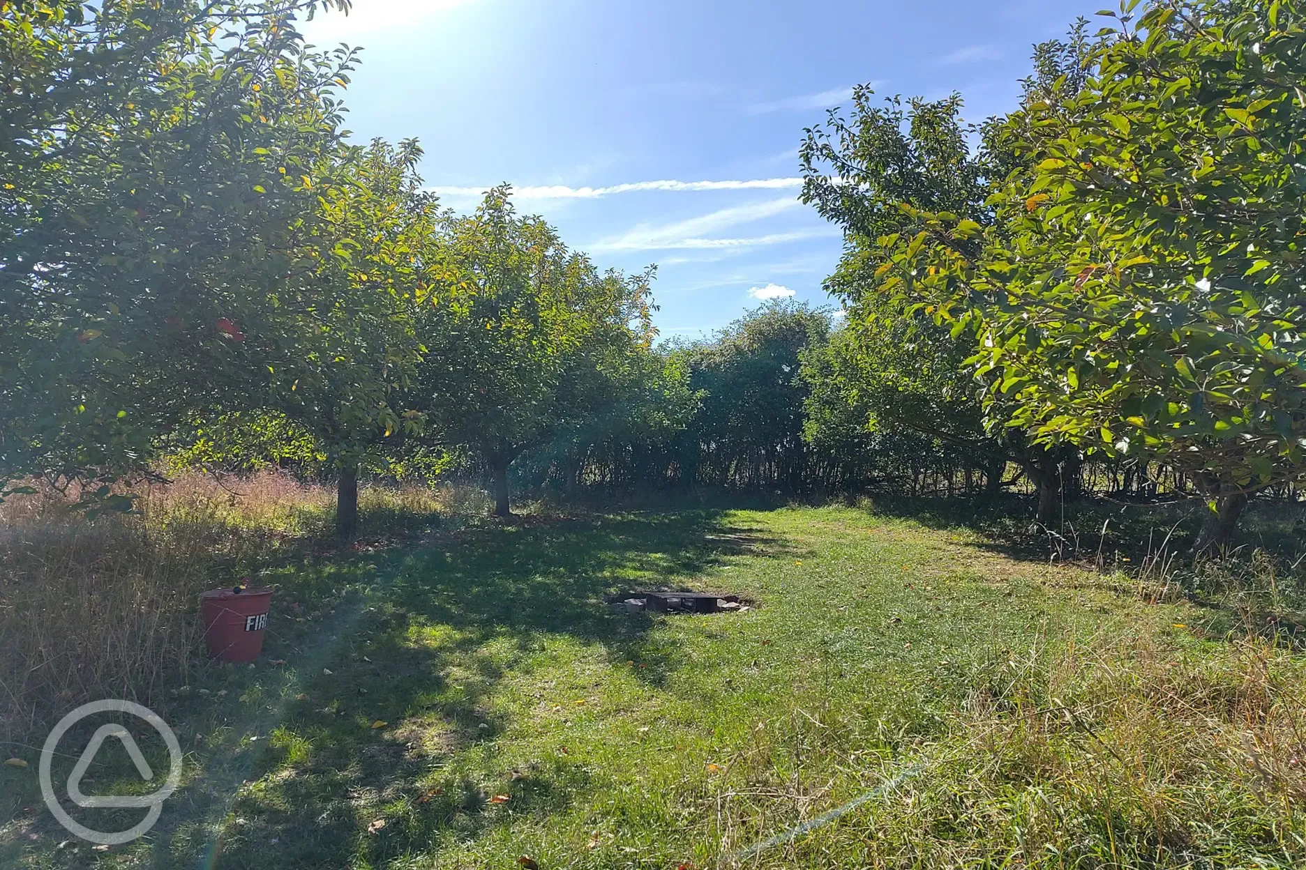 Non-electric grass pitch with fire pit