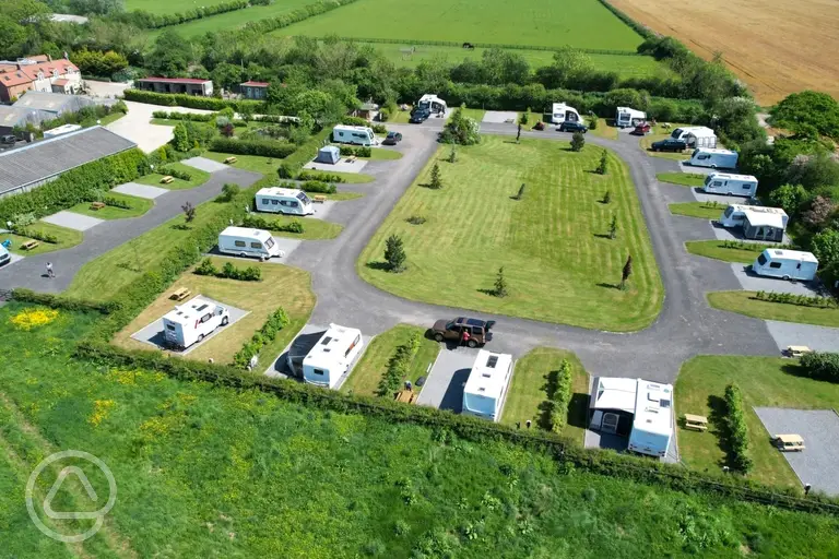 Aerial of the hardstanding pitches at Westgate Carr Farm