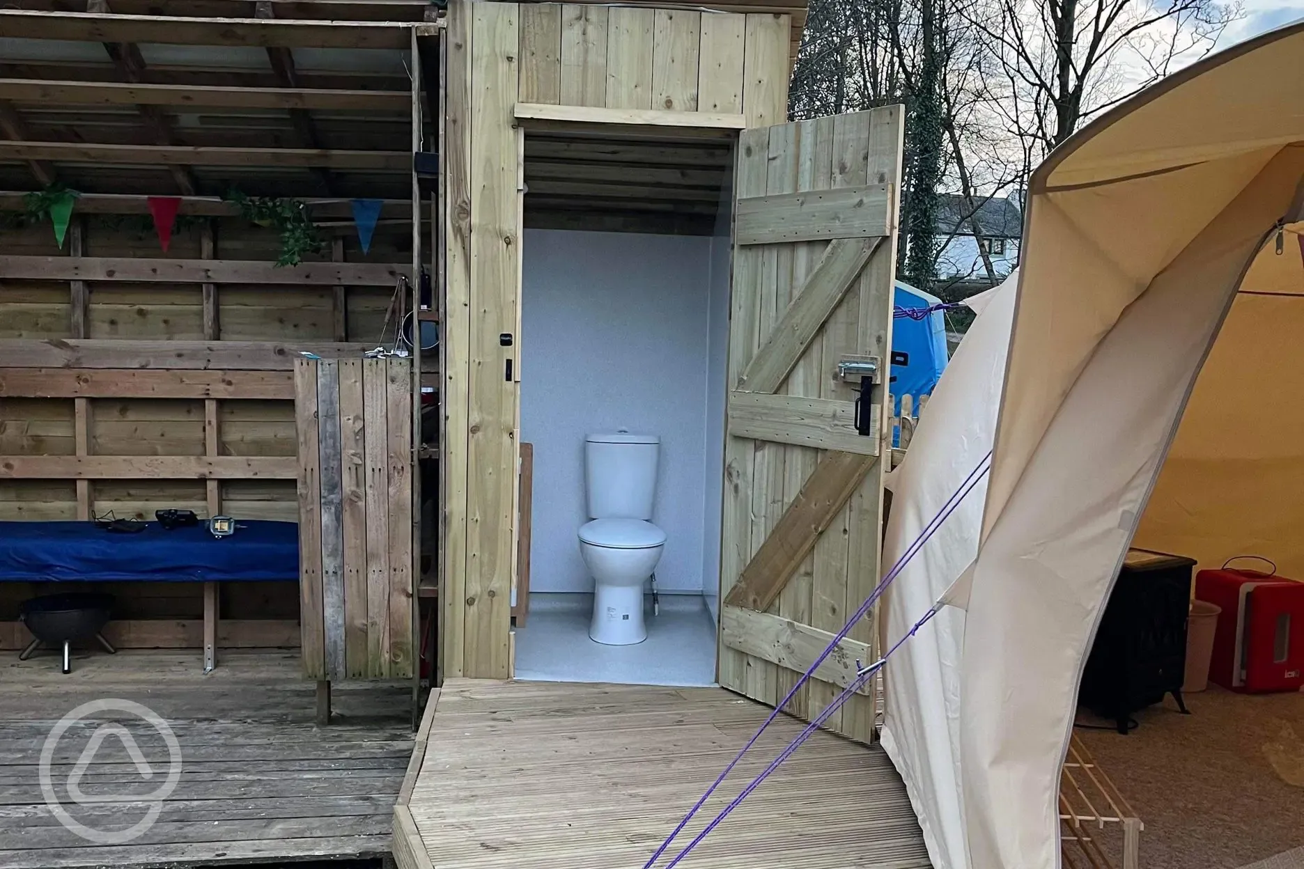 Bell tent private toilet