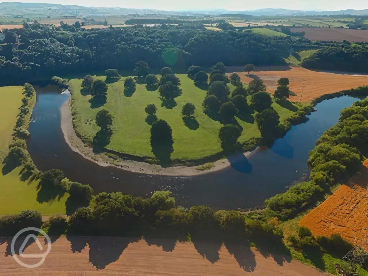 Aerial of the campsite and River Wye