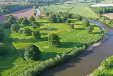 Aerial of the campsite and River Wye