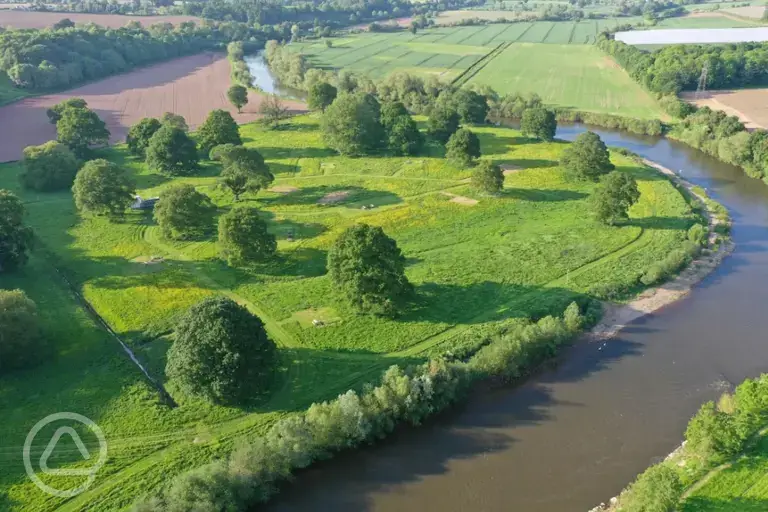 Aerial of the campsite and River Wye