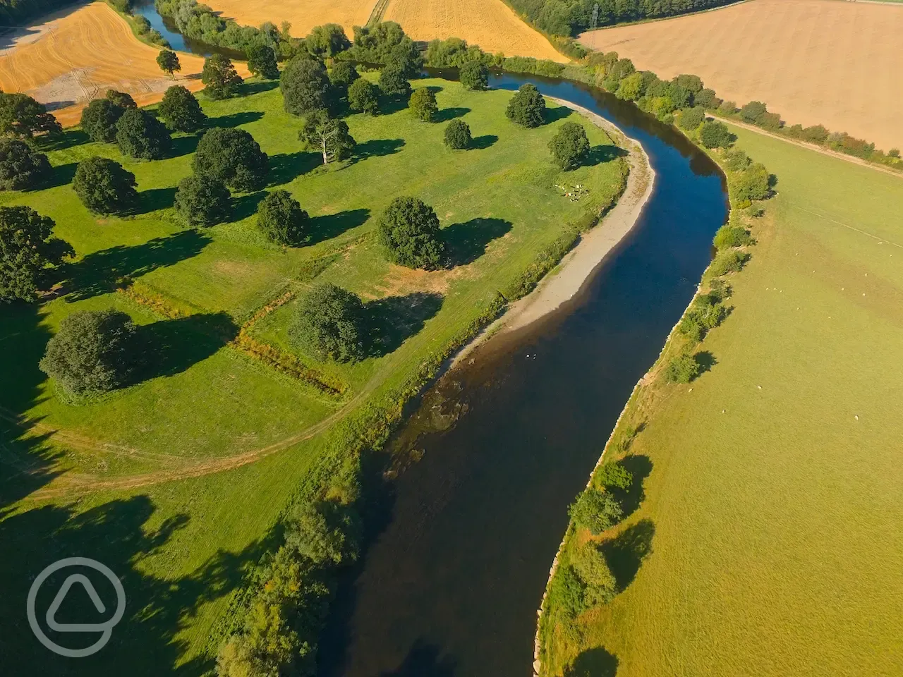 Aerial of the campsite and River Wye