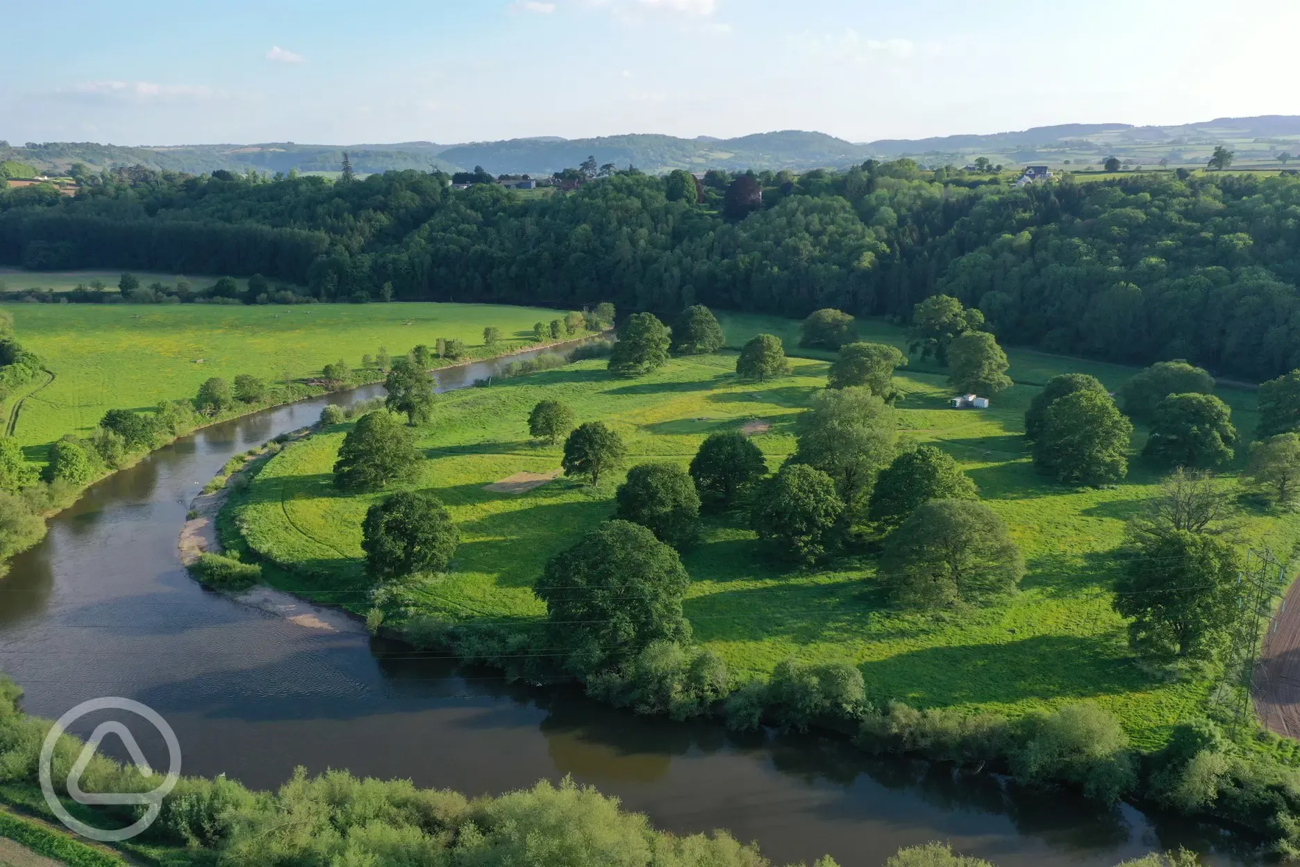 Aerial of the campsite and River Wye