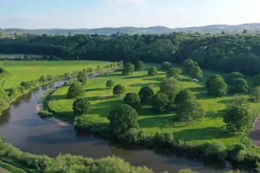 Aerial of the campsite and River Wye