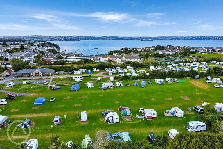 Aerial of Wall Park towards St Mary's Bay and the coast