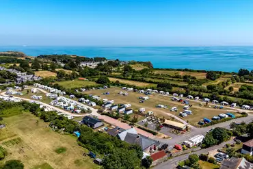 Aerial of Wall Park Touring and Centry Road Camping Site to St Mary's Bay