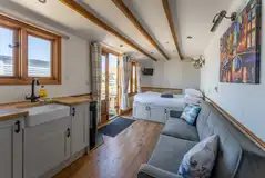 Shepherd's hut with a king size bed and double sofa bed
