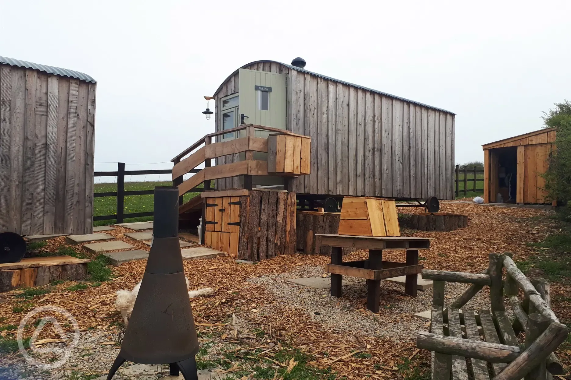 Shepherd's huts campfire area