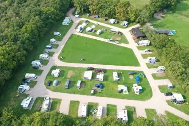 Oakmoor Touring Park Aerial of grass and hardstanding pitches