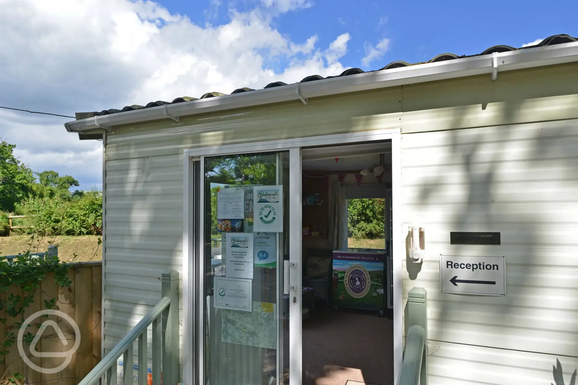 Reception entrance and shop at Oakmoor Touring Park