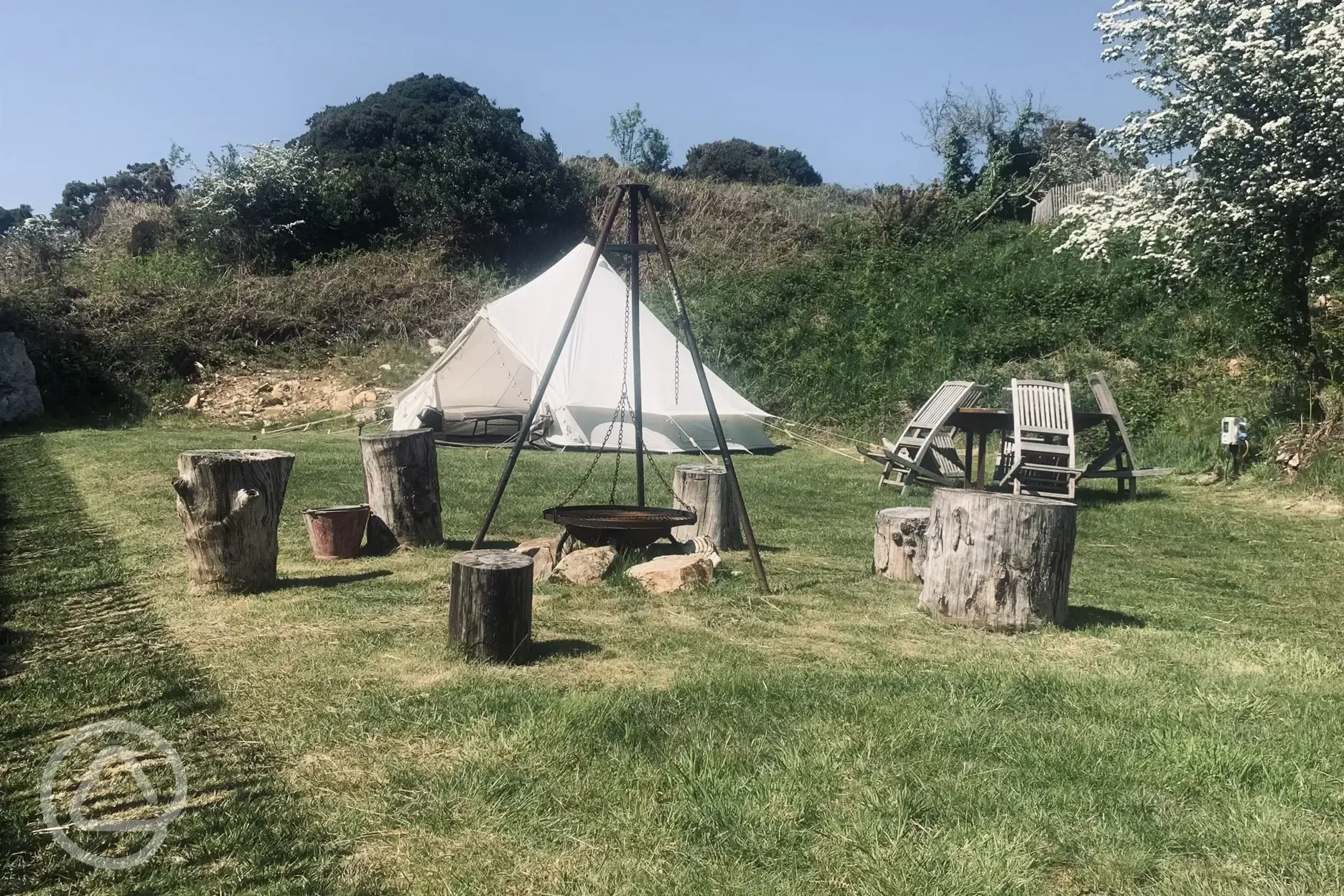 Bell tent and fire pit