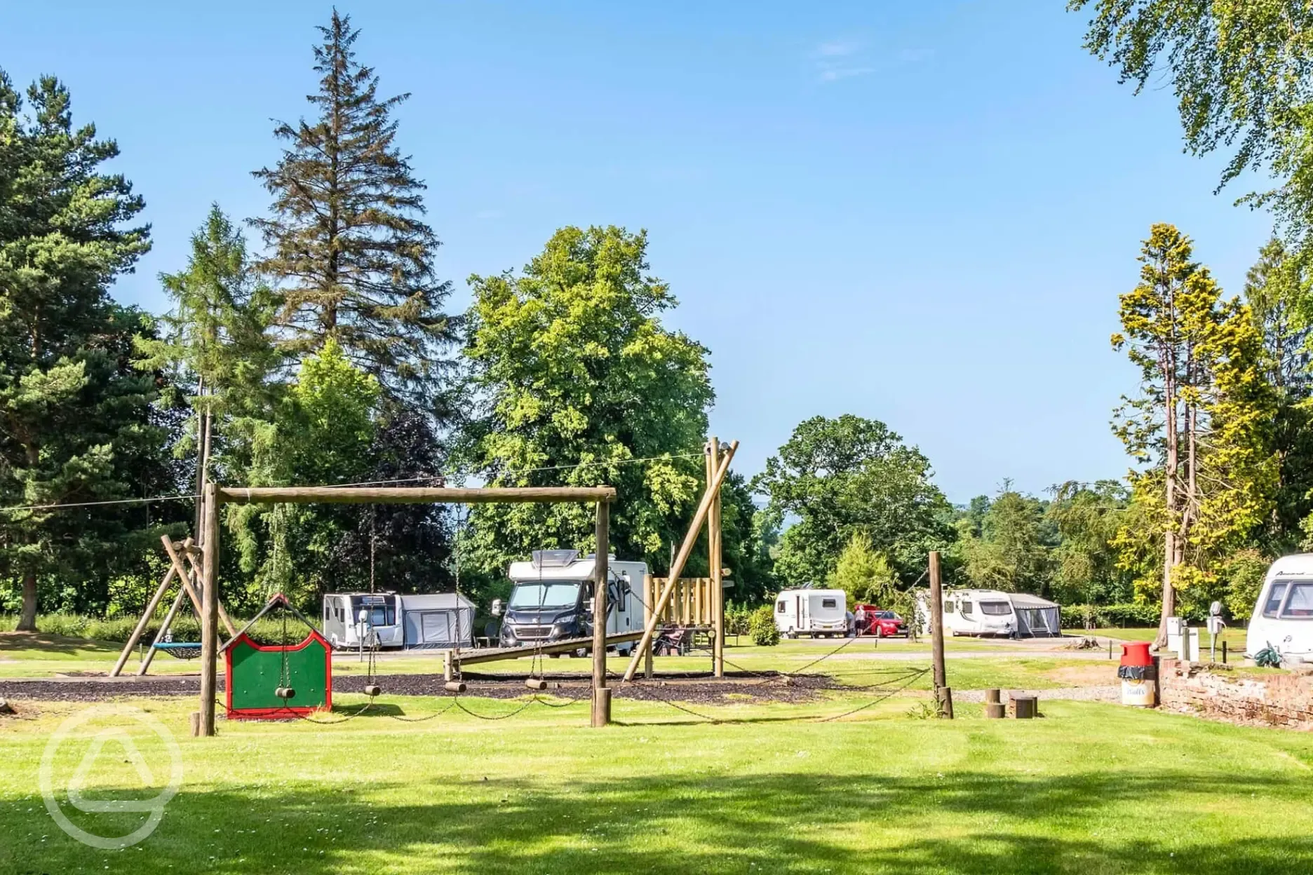 Children's play area with a zip wire
