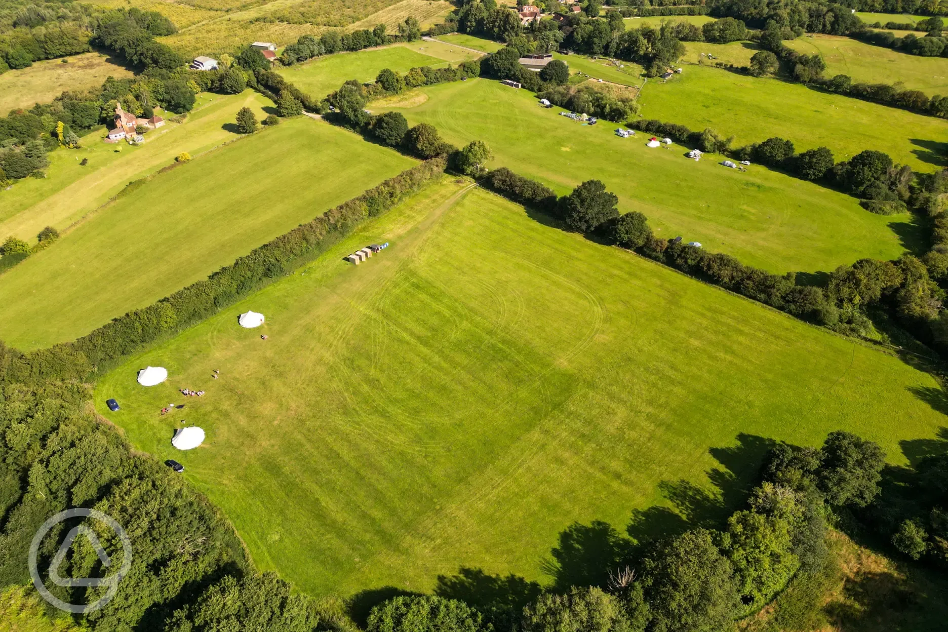 Aerial of the glamping field