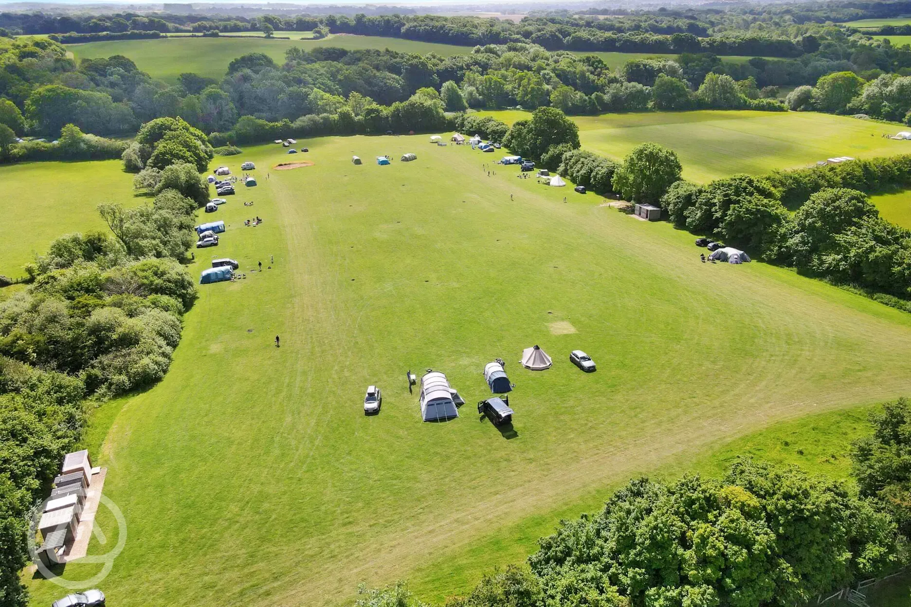 Aerial view of the non electric grass pitches