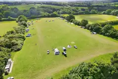 Aerial view of the non electric grass pitches for tents