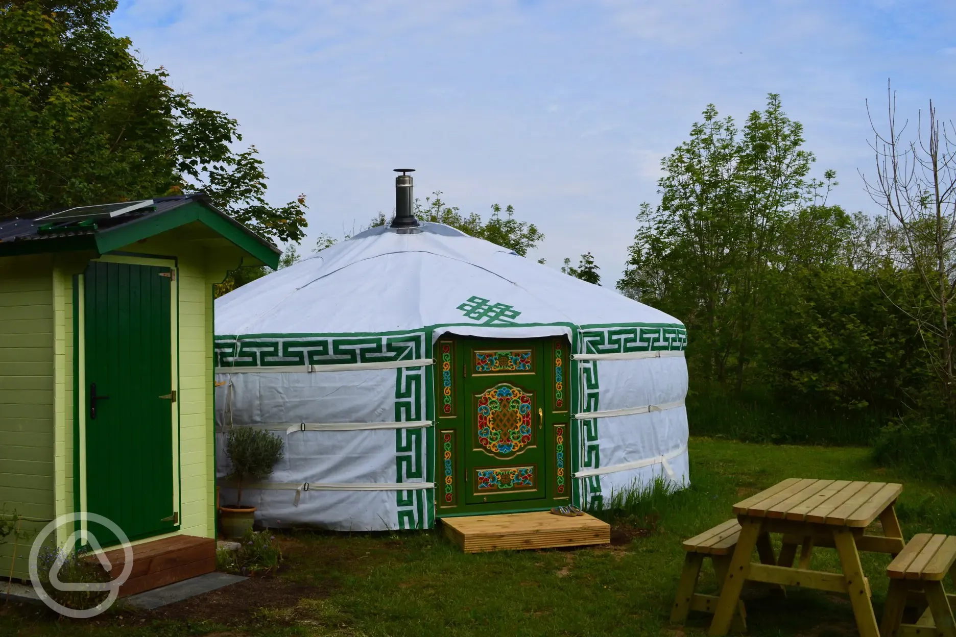 Yurt with compost toilet and picnic table