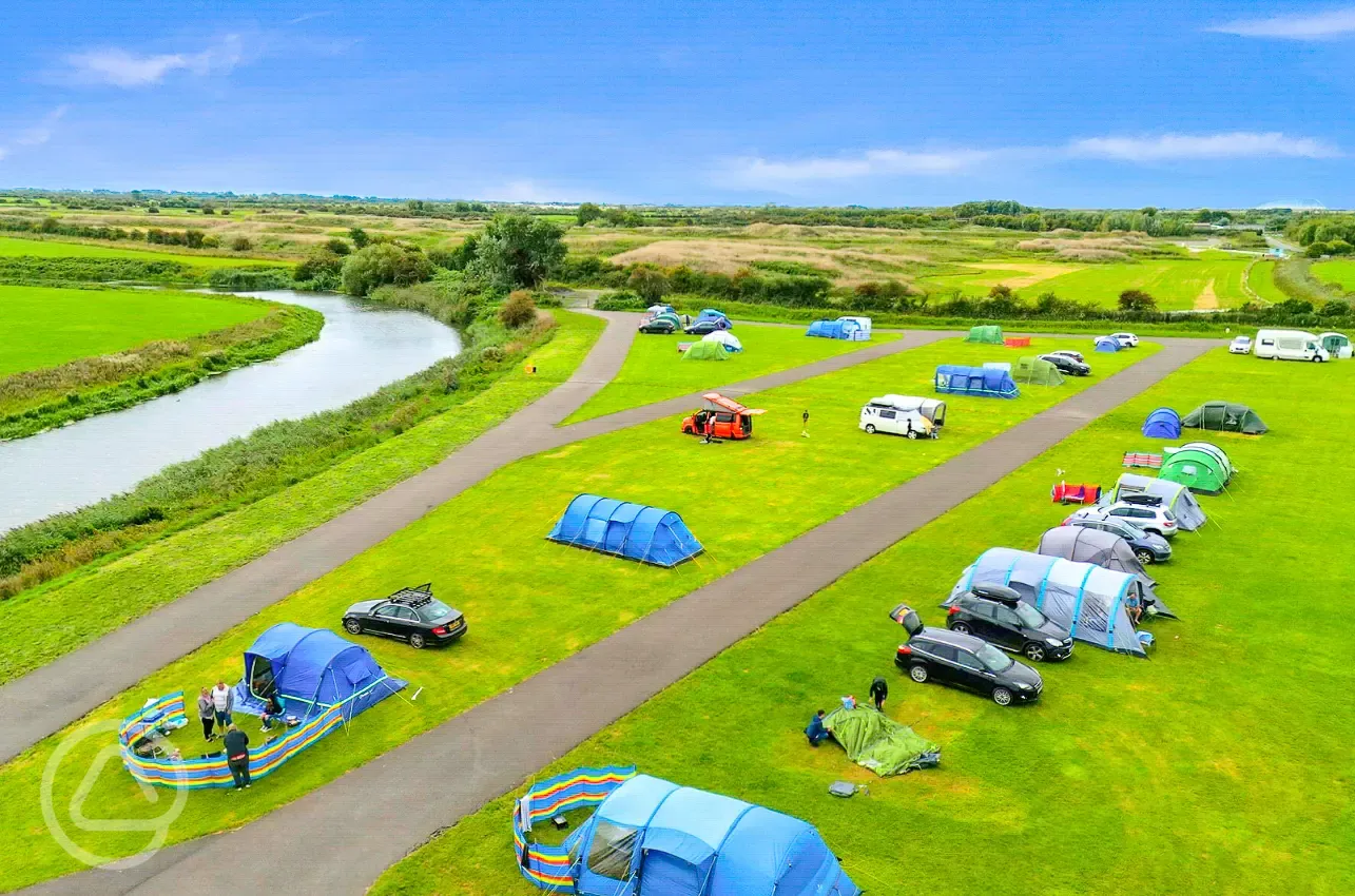 Aerial of the site and River Axe