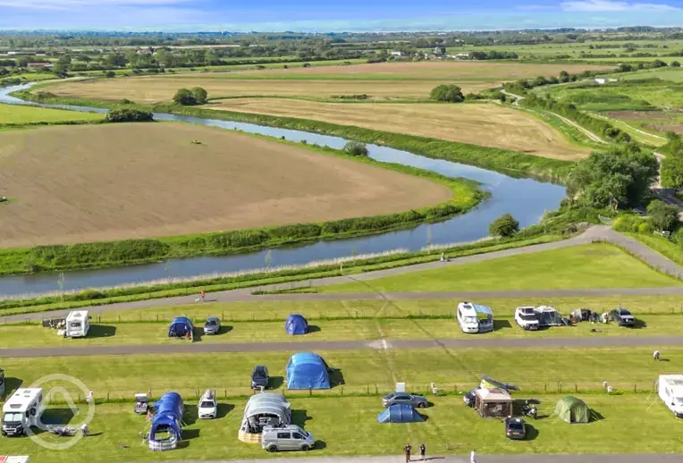 Aerial of the site and River Axe