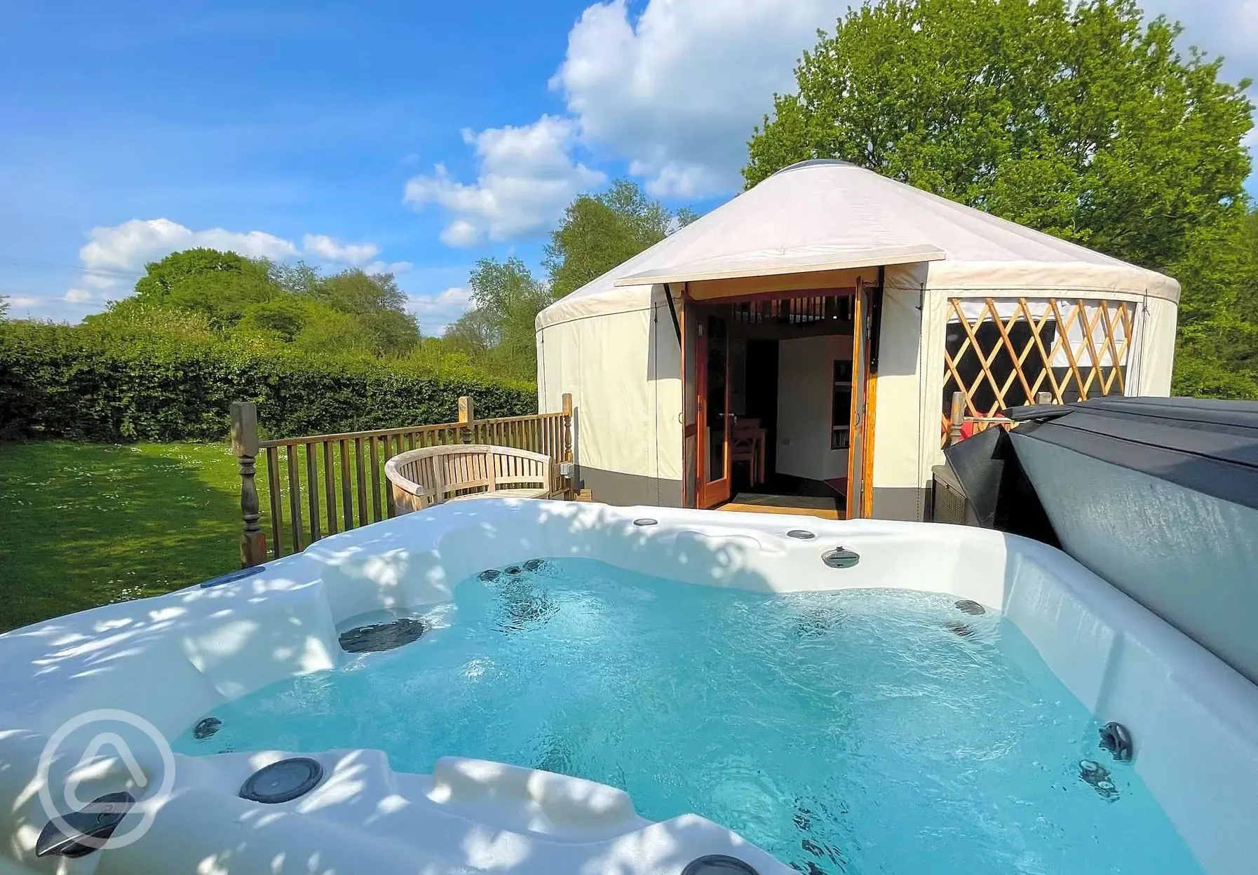 Yurt with a hot tub
