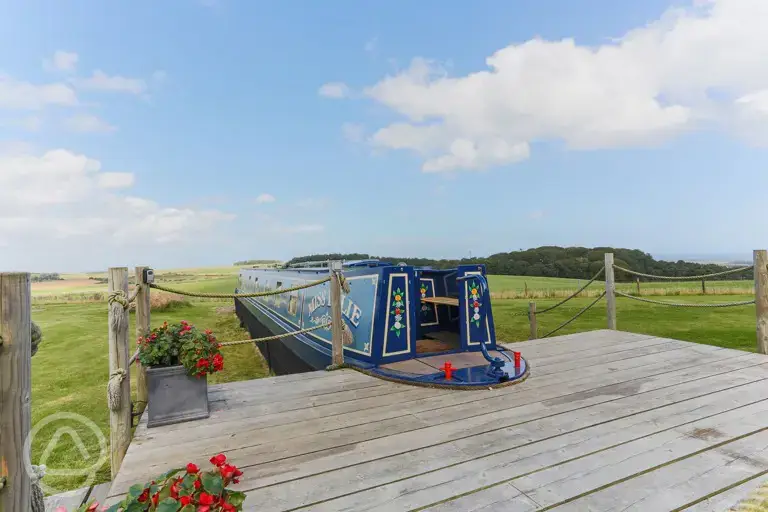 Miss Ellie narrowboat with an optional wood-fired hot tub