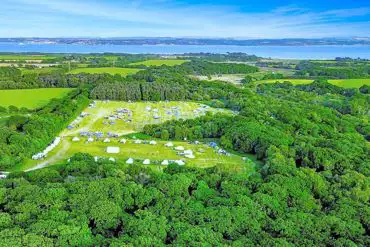 Aerial of the campsite and the coast