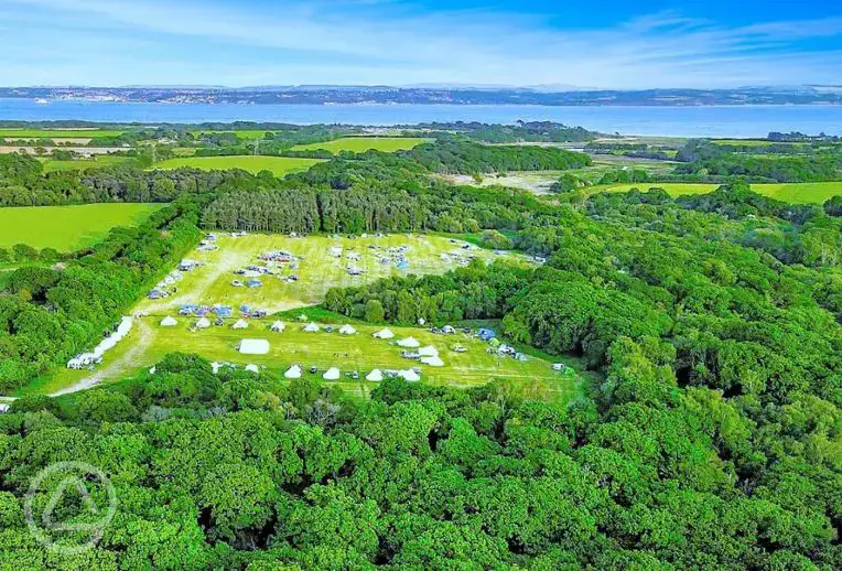 Aerial of the campsite and the coast