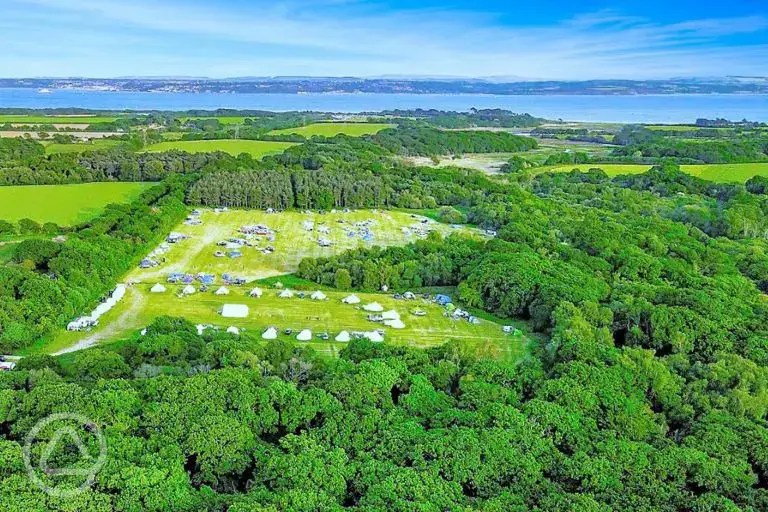 Aerial of the campsite and the coast