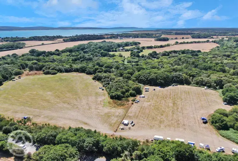 Aerial of the campsite and coast