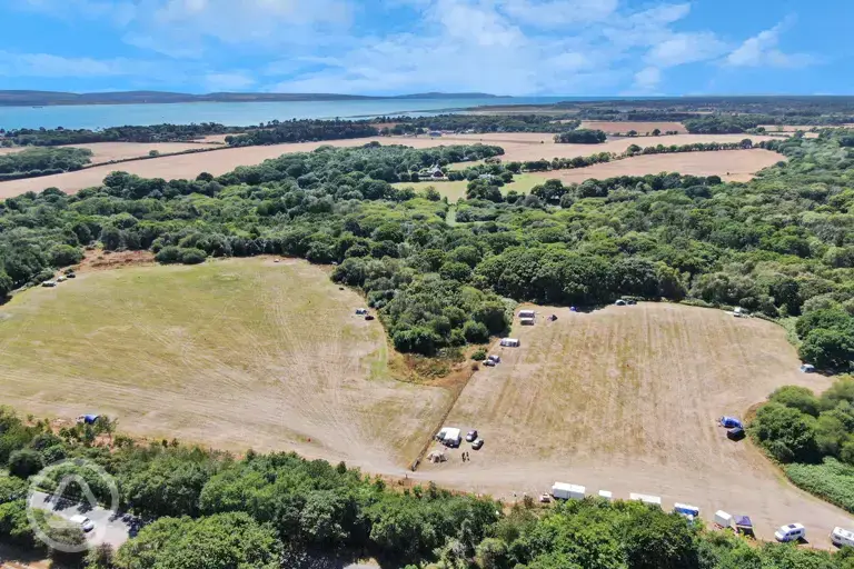 Aerial of the campsite and coast