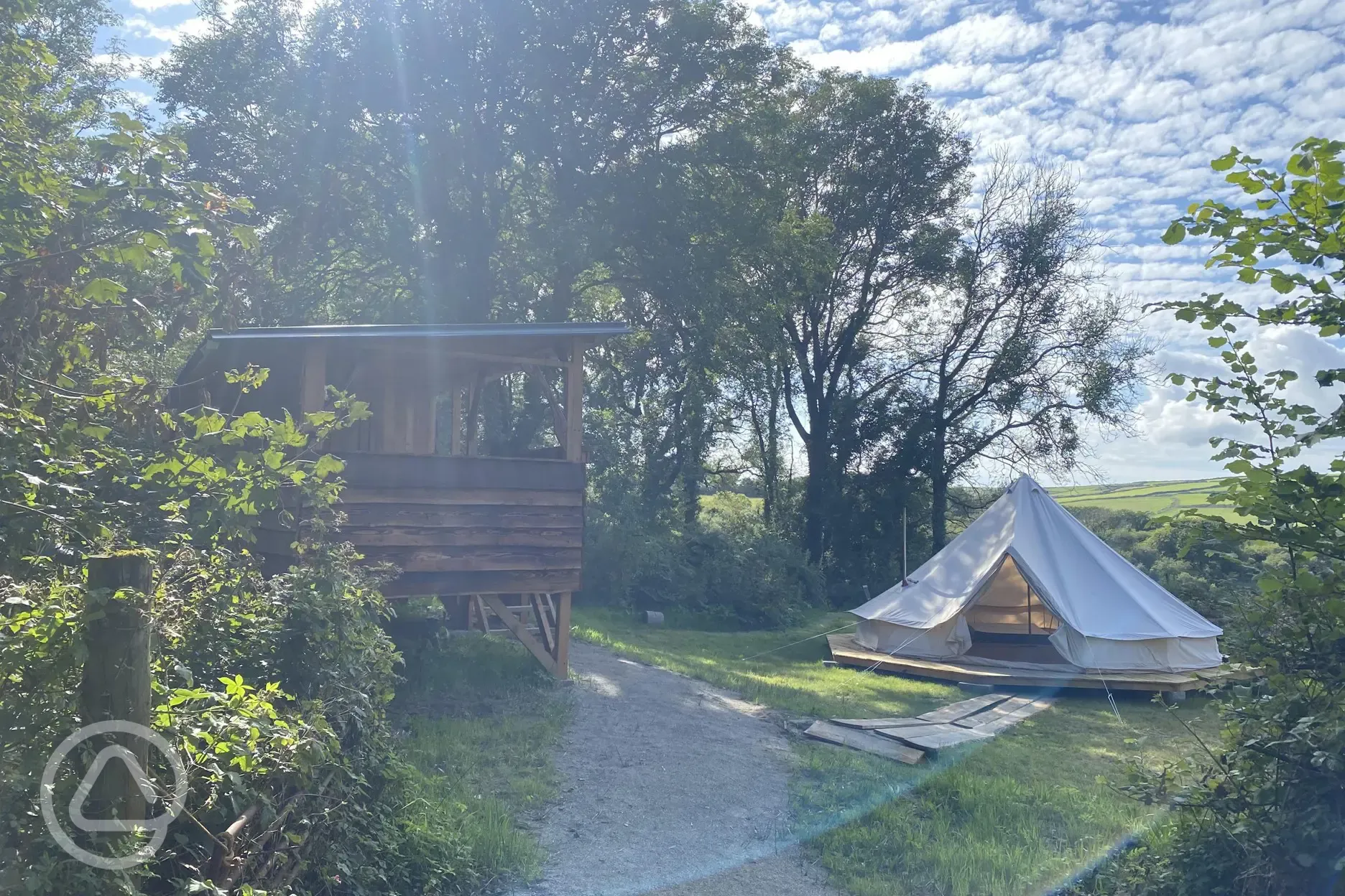 Glamping bell tent in the woods