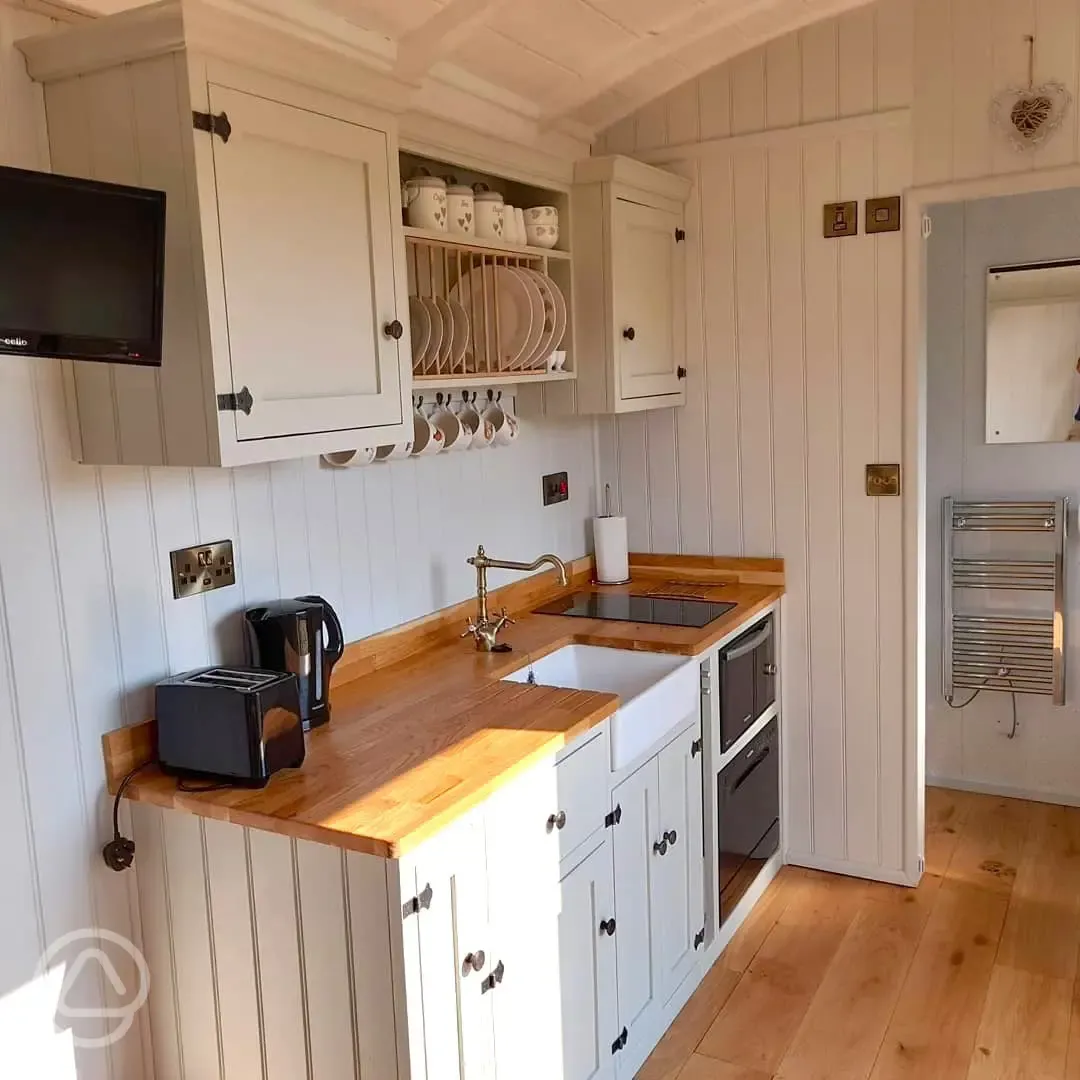 Shepherd's hut kitchenette