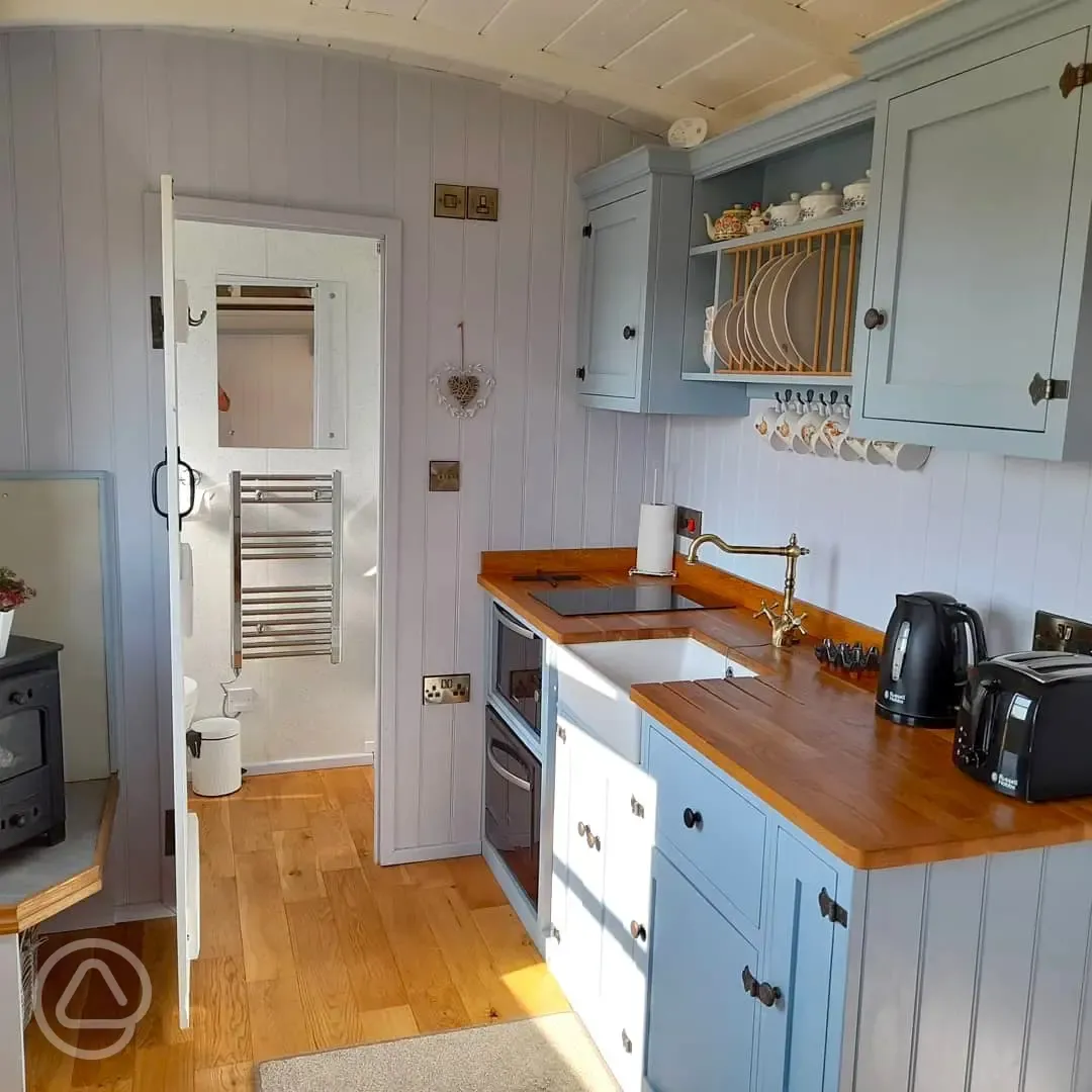 Shepherd's hut interior 