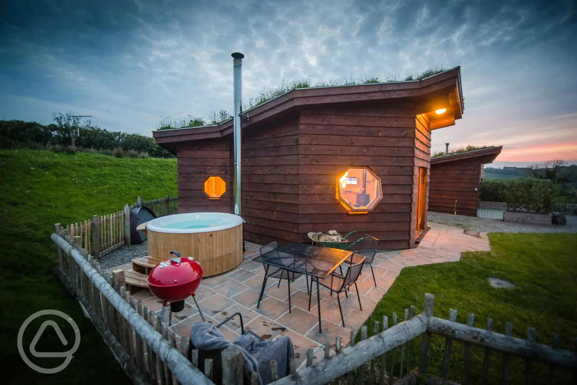 Cabin with wood fired hot tub