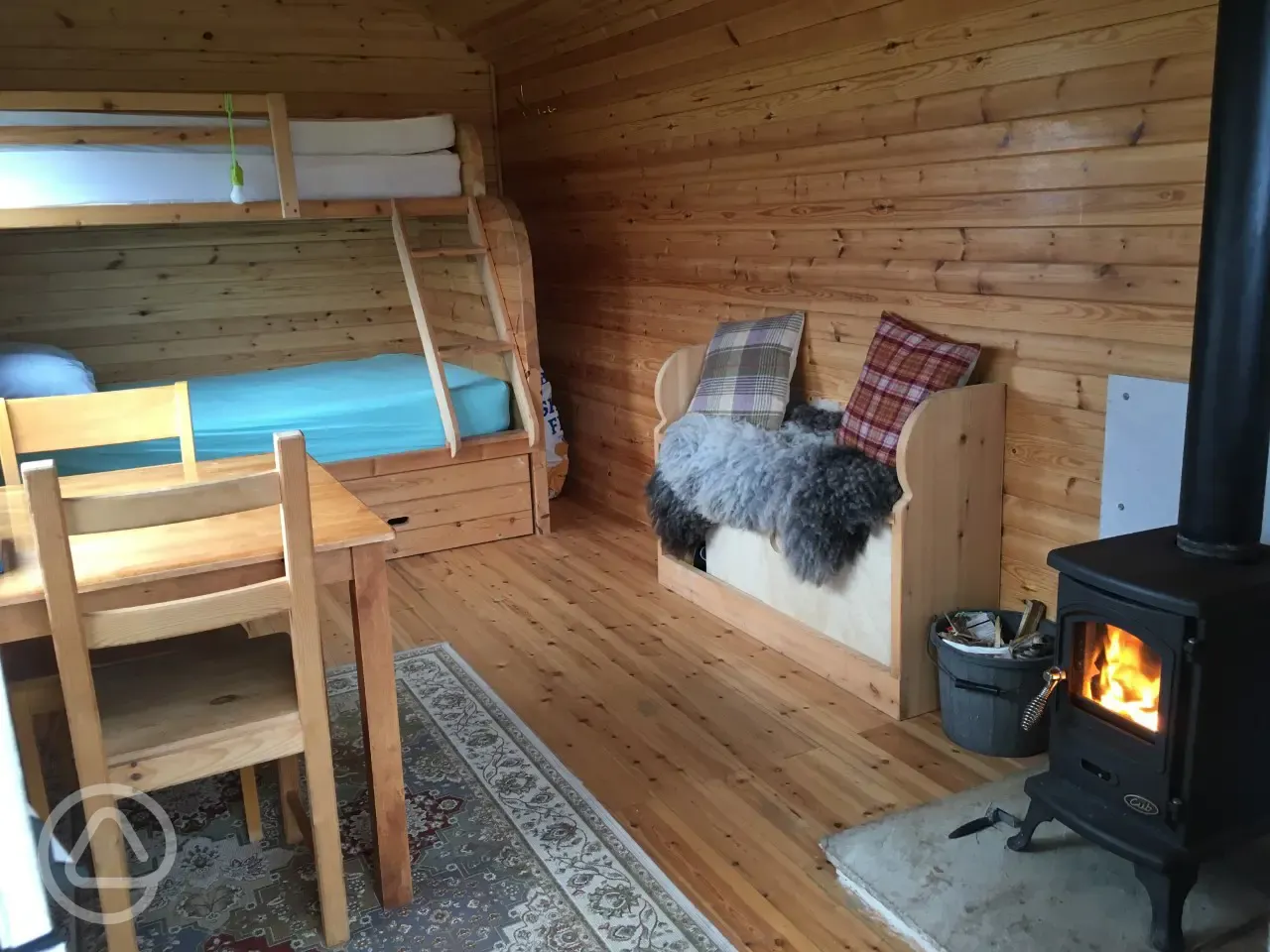 Shepherd's hut interior