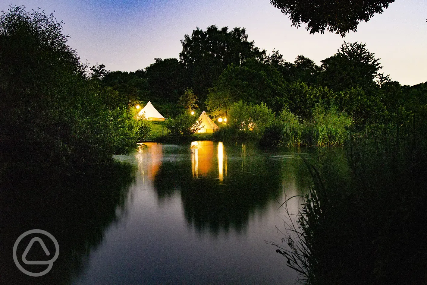 Bell tents by the lake