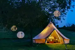 Bell tents at night