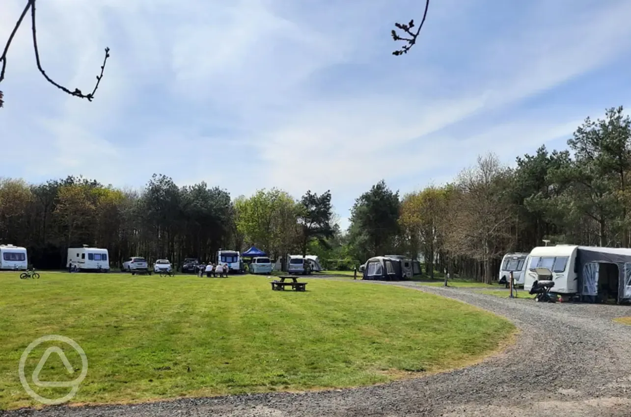 Electric hardstanding pitches and grass pitches with 16 amp hook up