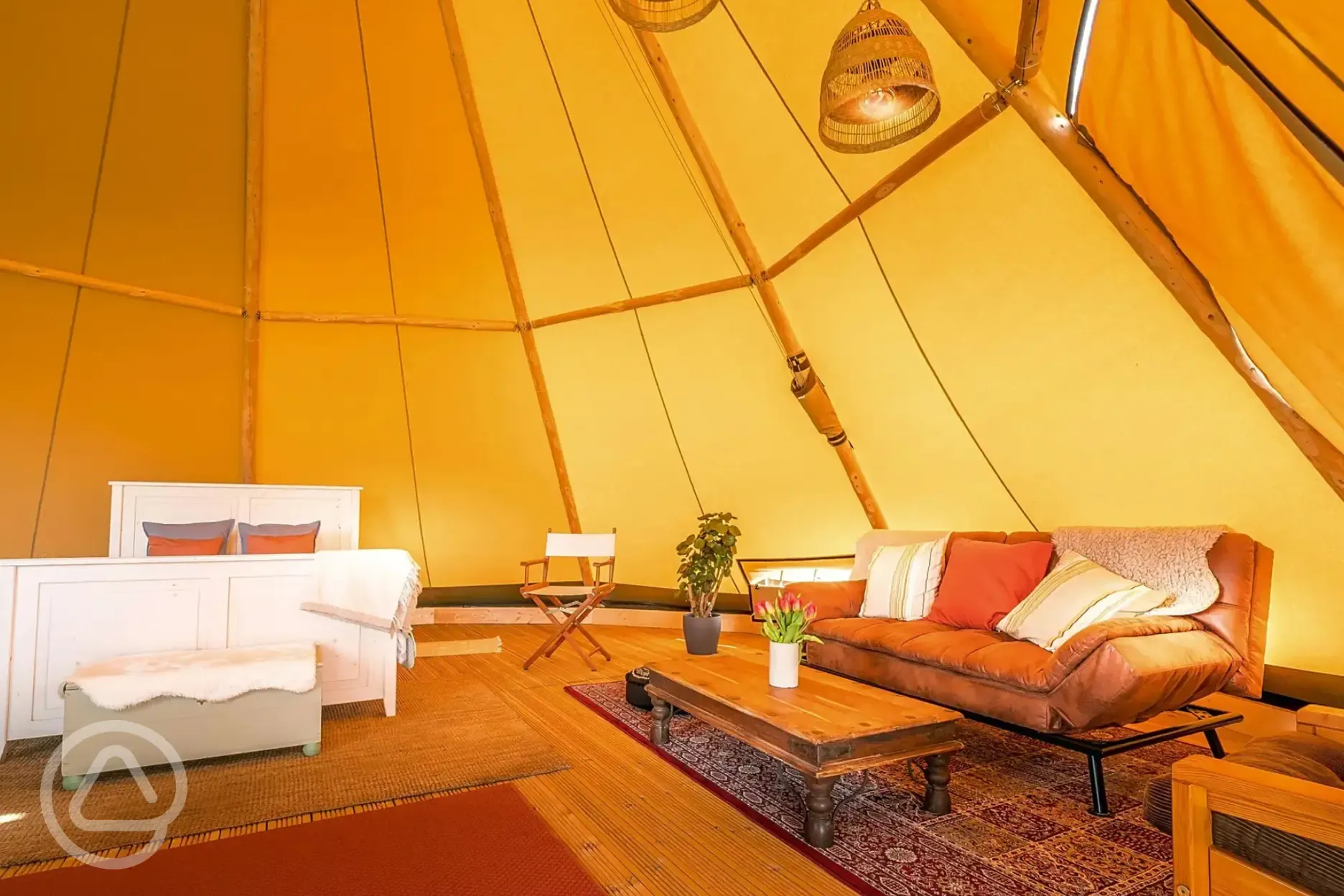 Piran Kata tipi interior with a double bed and double sofa bed