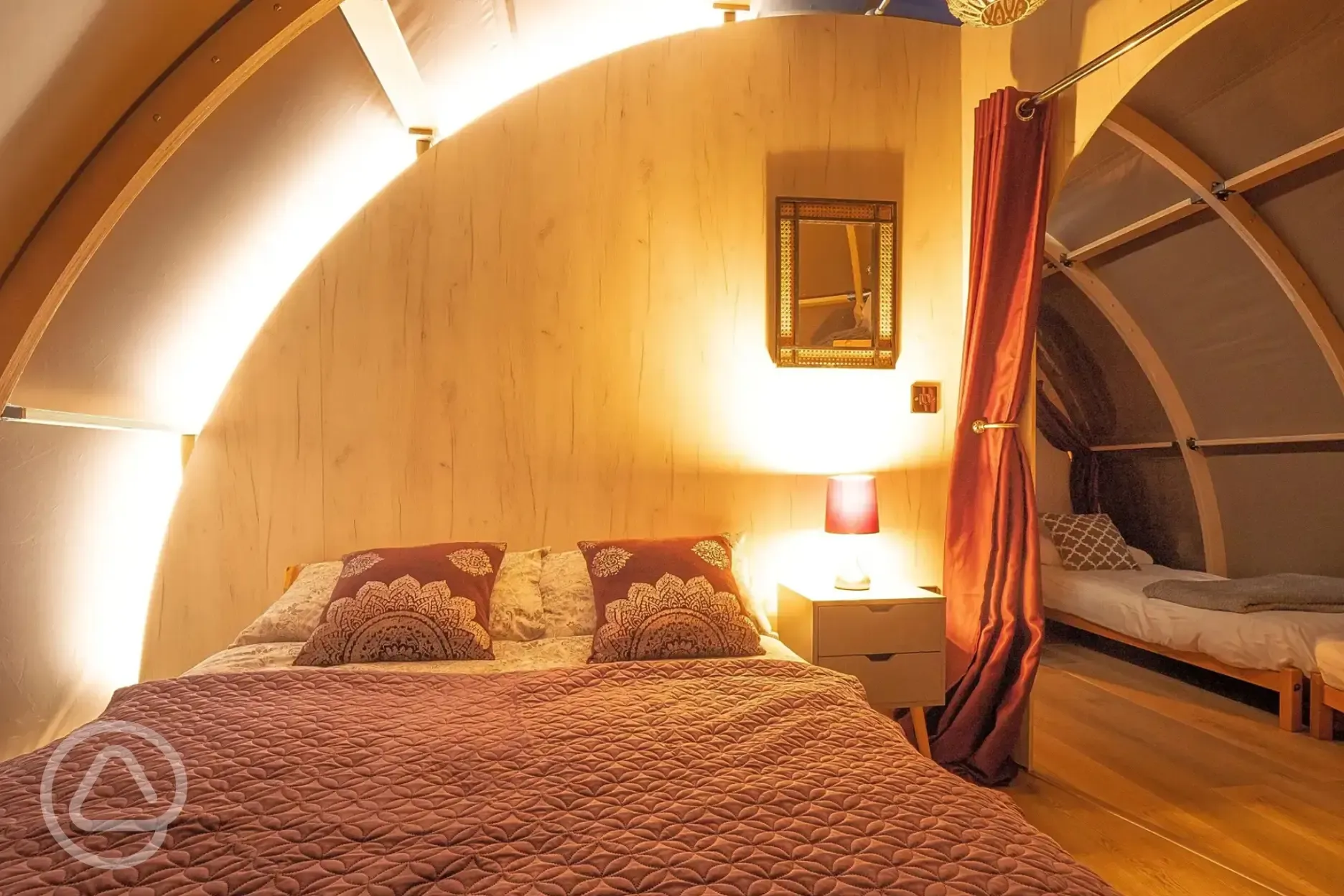 Stowe stargazer interior with a double bed