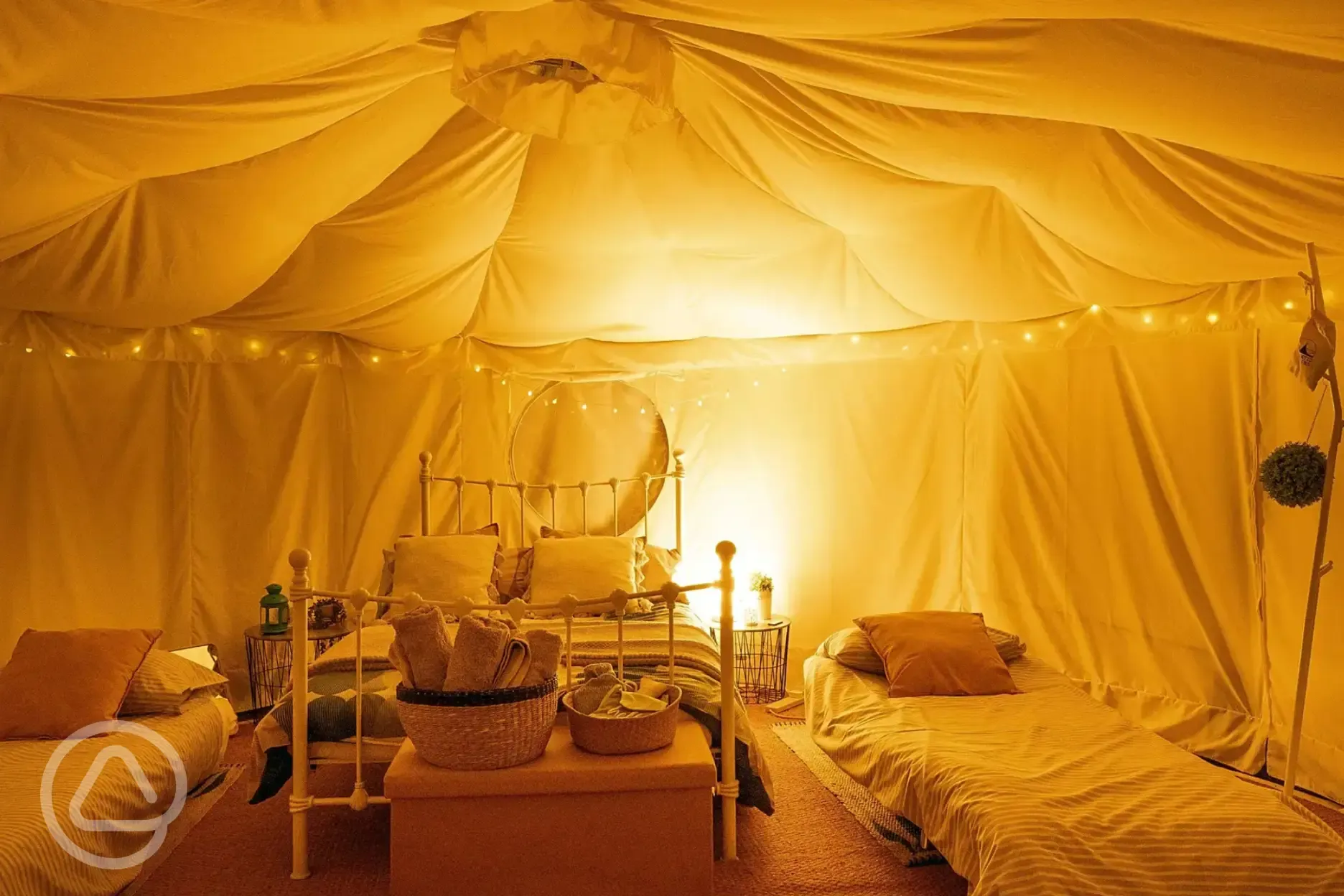 Wanson Nomadic yurt interior at night