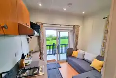 Studio pod cabin lounge and kitchen