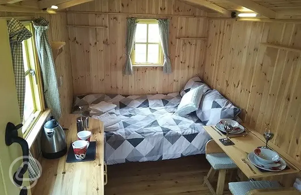 Shepherd's hut interior