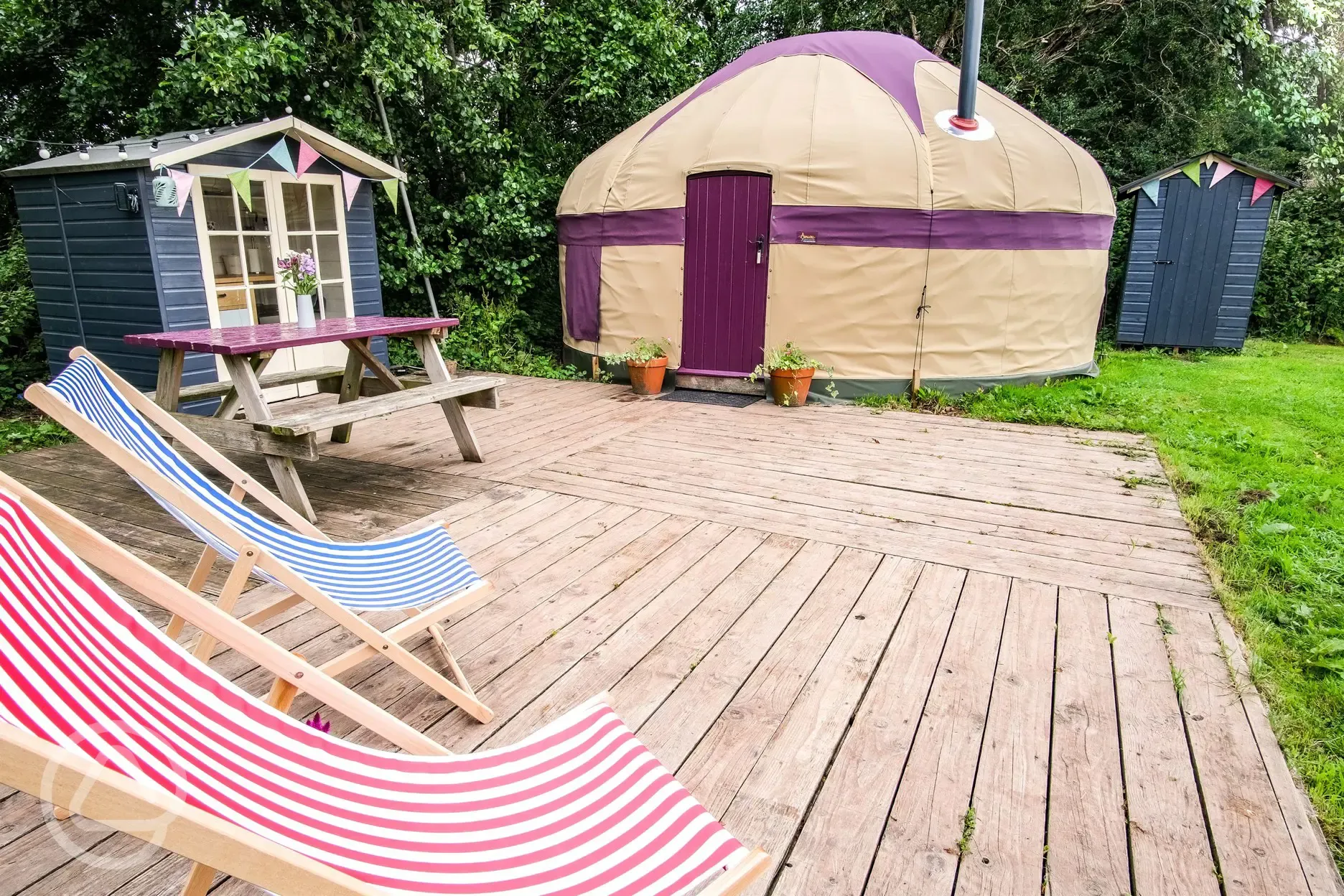 Yurt with a private eco loo, kitchen hut and outdoor seating