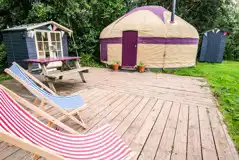 Yurt with a private eco loo, kitchen hut and outdoor seating